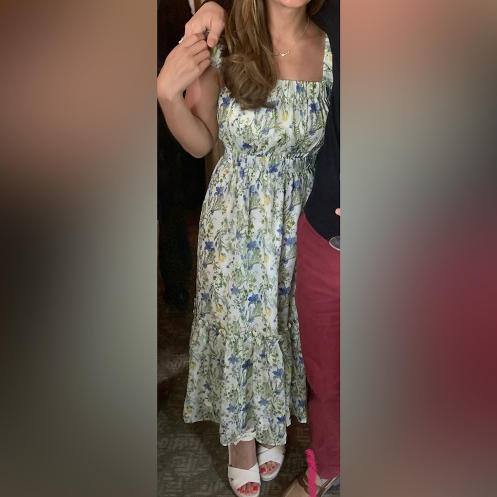 Floral midi dress with frill sleeves Greylin XS